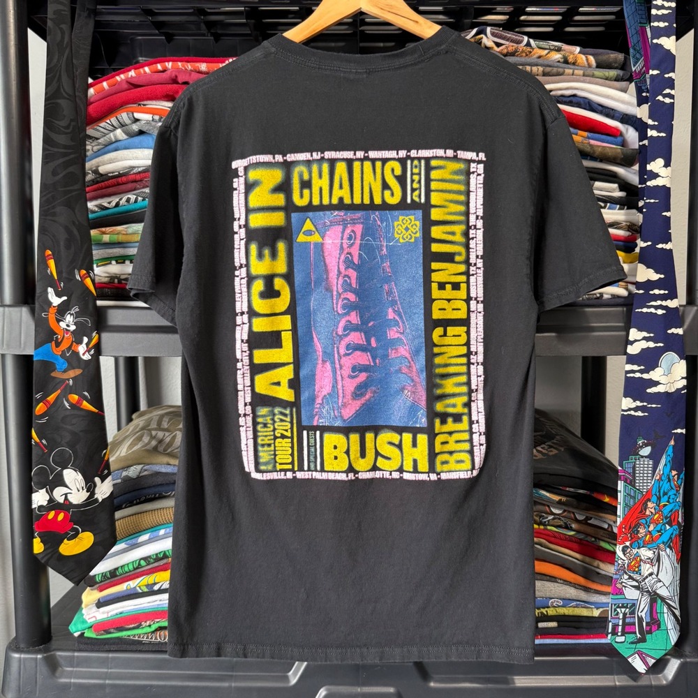 2020s Black Alice In Chains Breaking Benjamin Bush Tour T-Shirt Size M